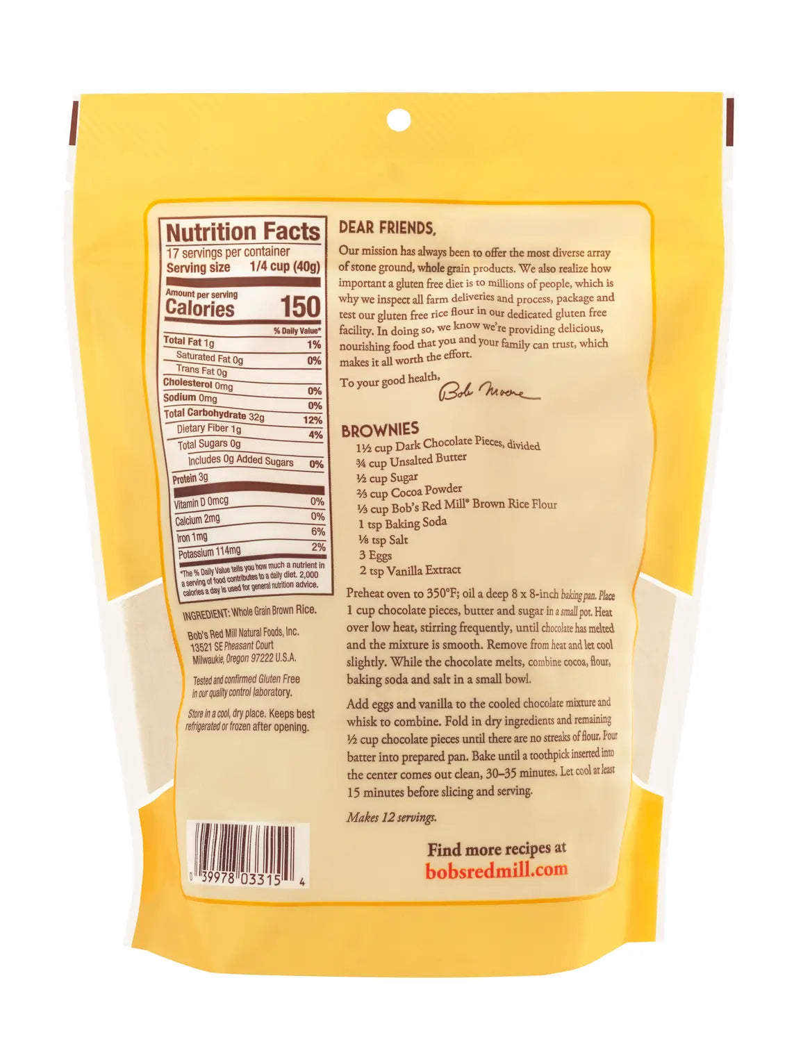 Bobs Red Mill Whole Grain Brown Rice Flour Glutenfree 680G