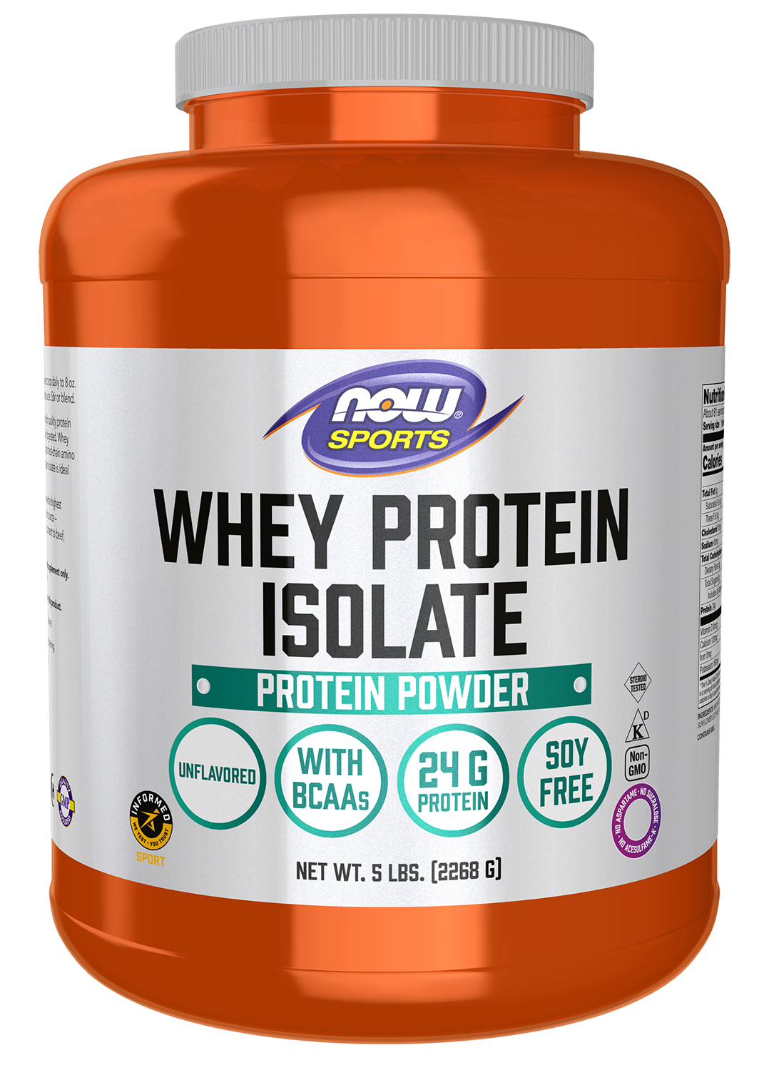 NOW - Whey Protein Isolate, Unflavored Powder - 5 lbs.
