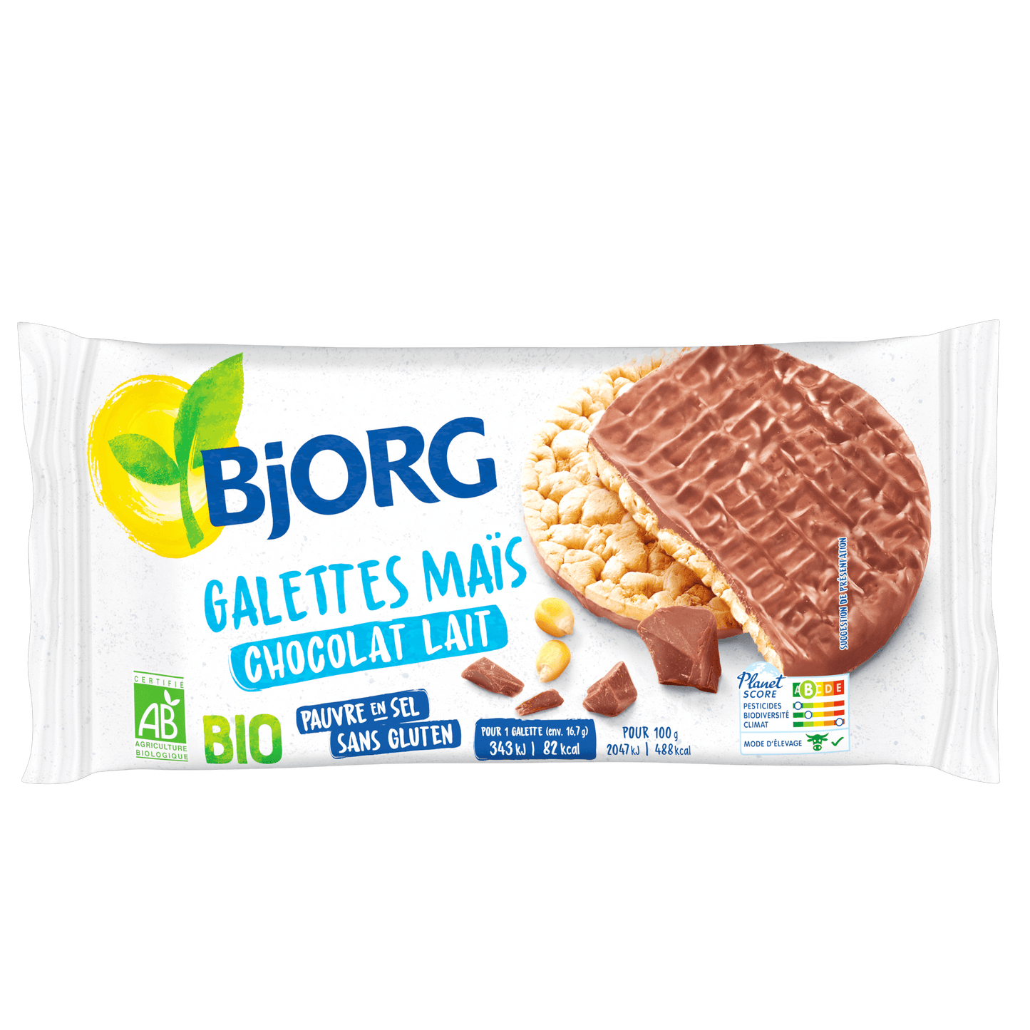 Bjorg - Galettes maïs chocolat au lait 100g