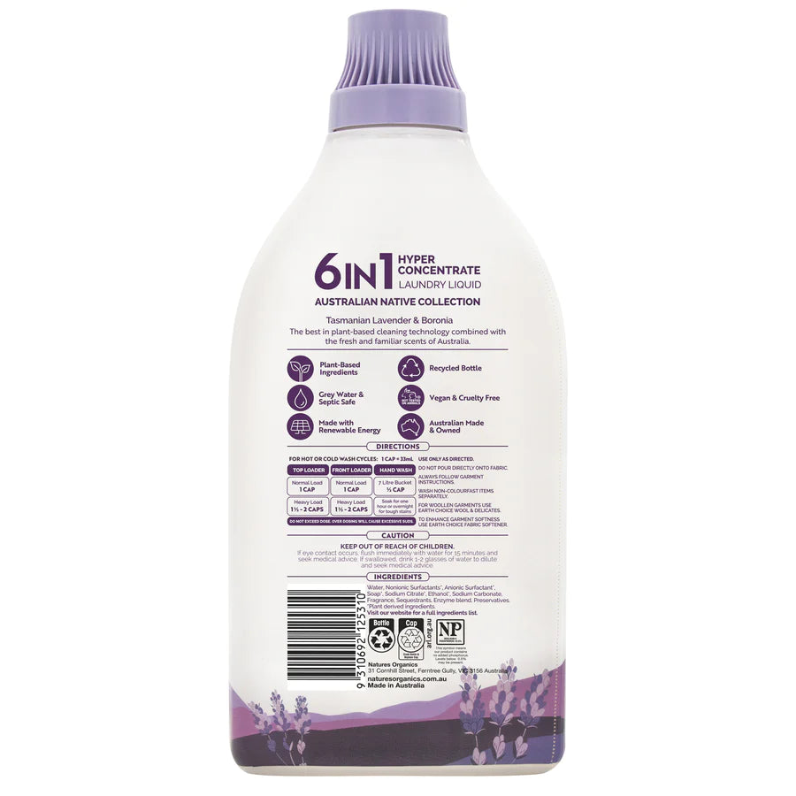 Earth Choice 6in1 Laundry Liquid Lavender & Boronia 1L