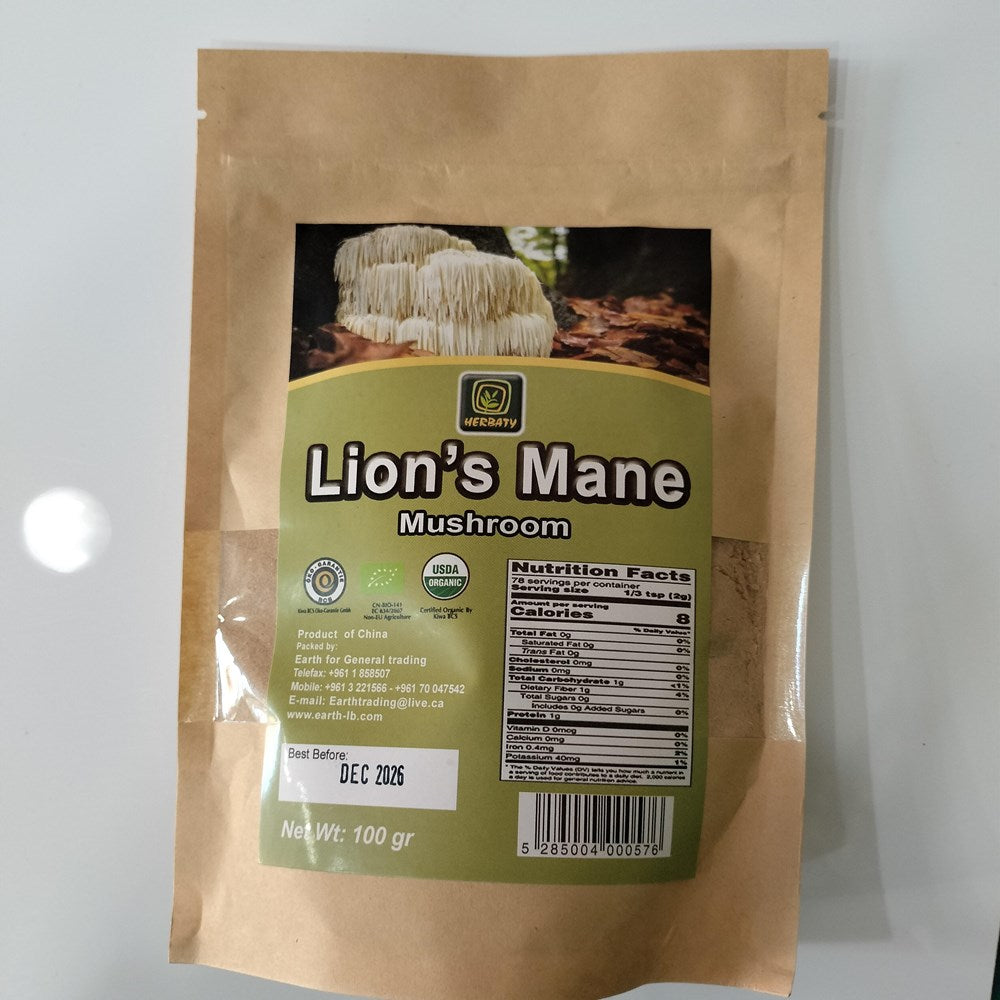 Lebanese Herbaty Lion'S Mane Mushroom Powder 100G