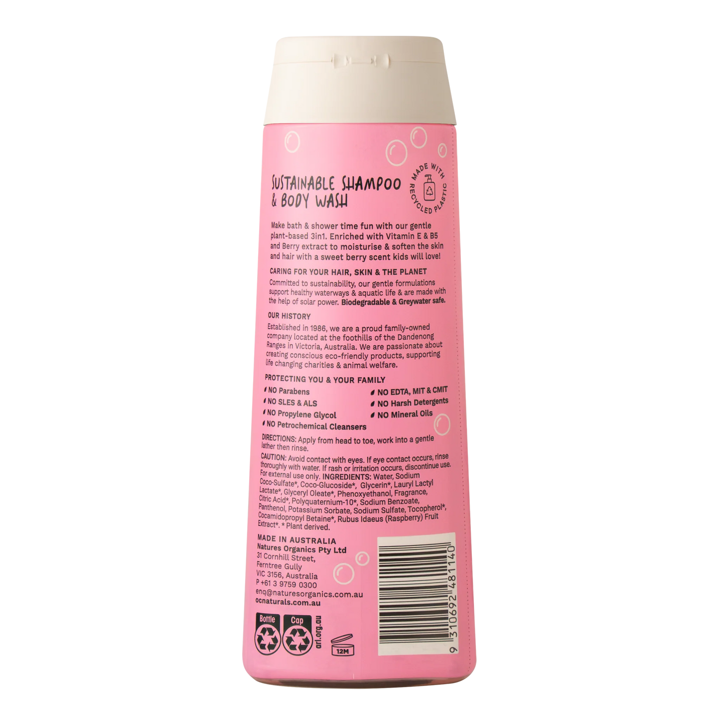 OC Kids 3in1 Berry Bliss Conditioning Shampoo & Body Wash 400ml