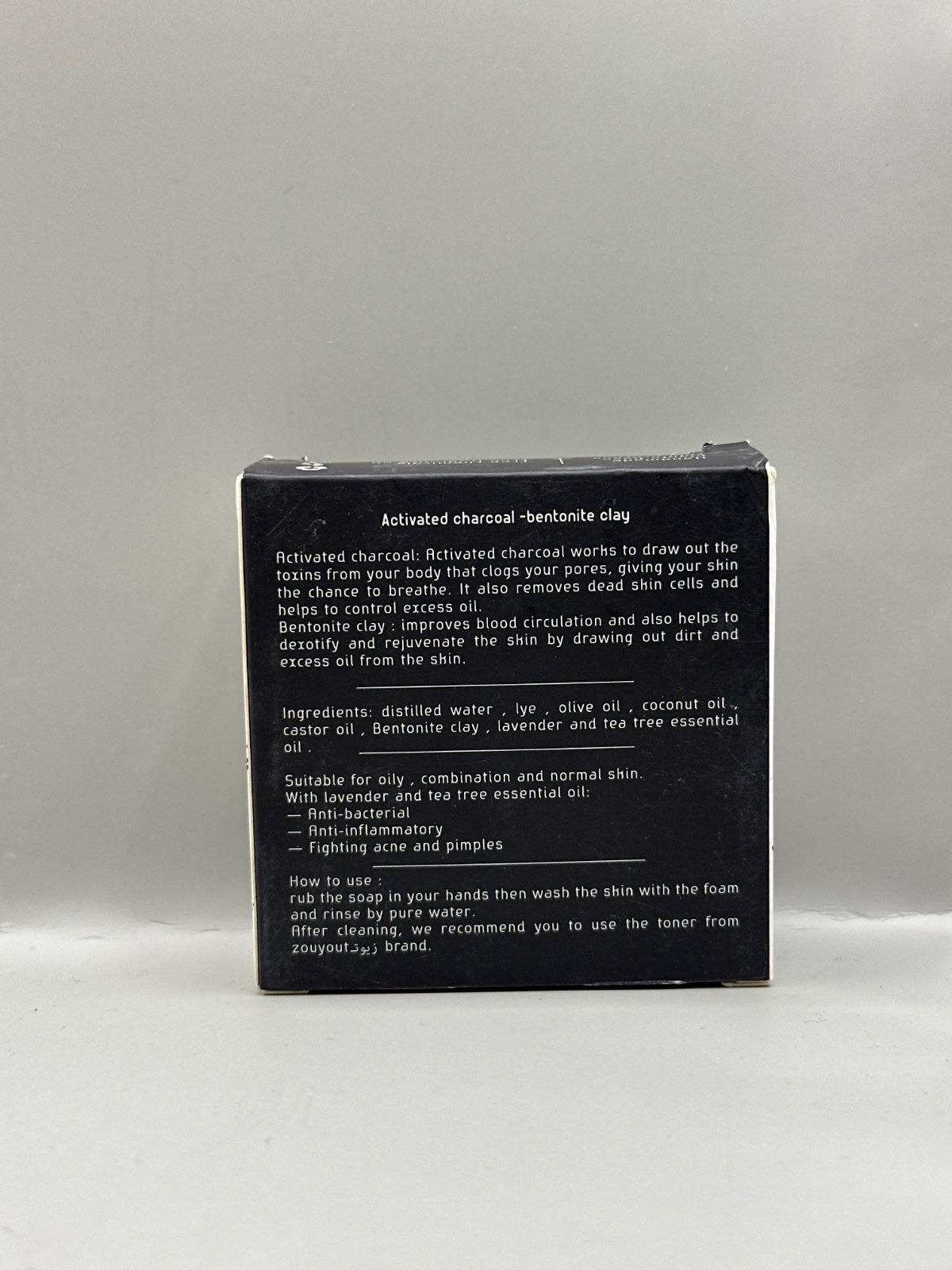 Zouyout Activated Charcoal Moisturizing Soap - Back