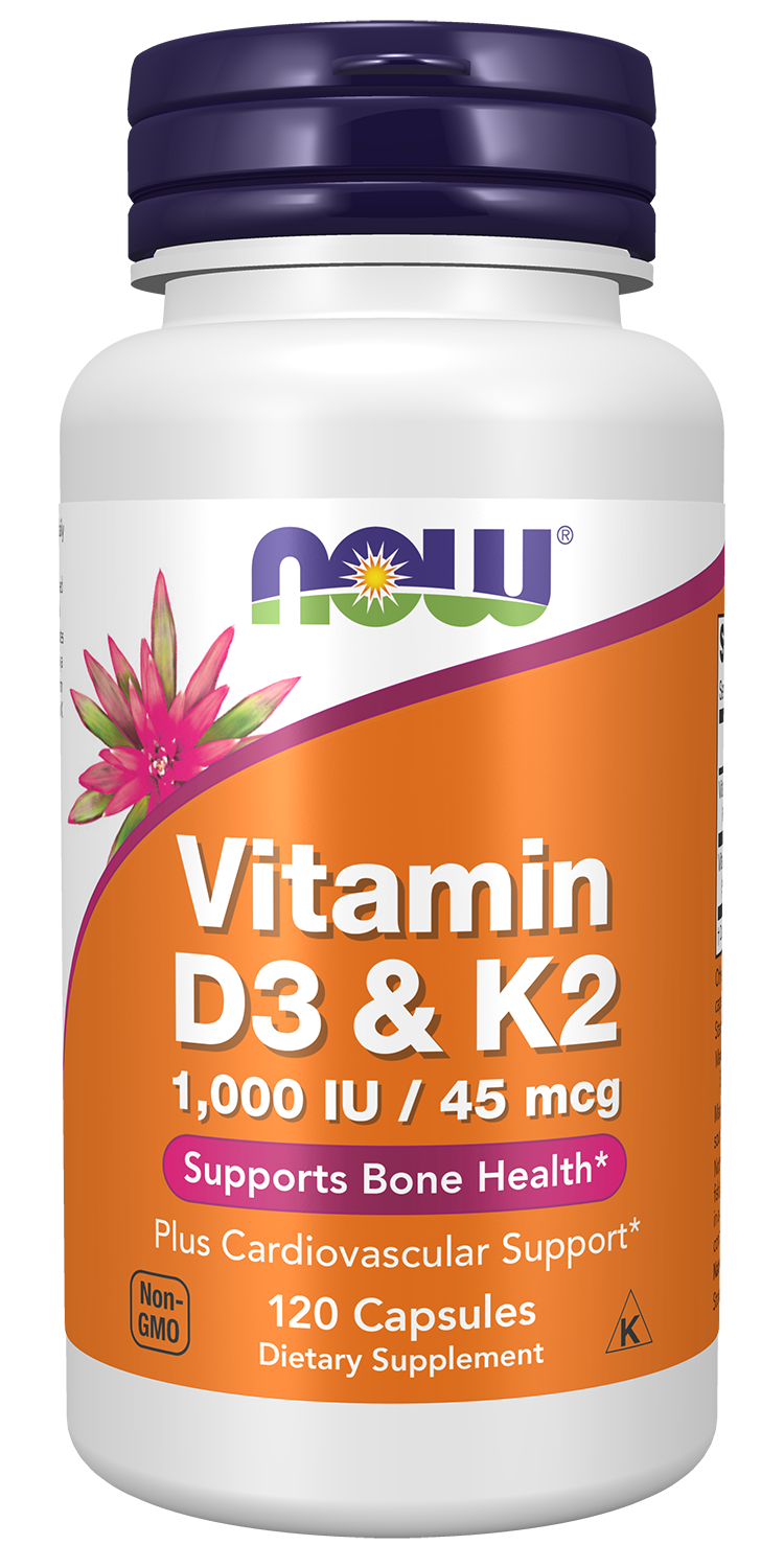 NOW - Vitamin D3 & K2 Capsules - 120 Capsules