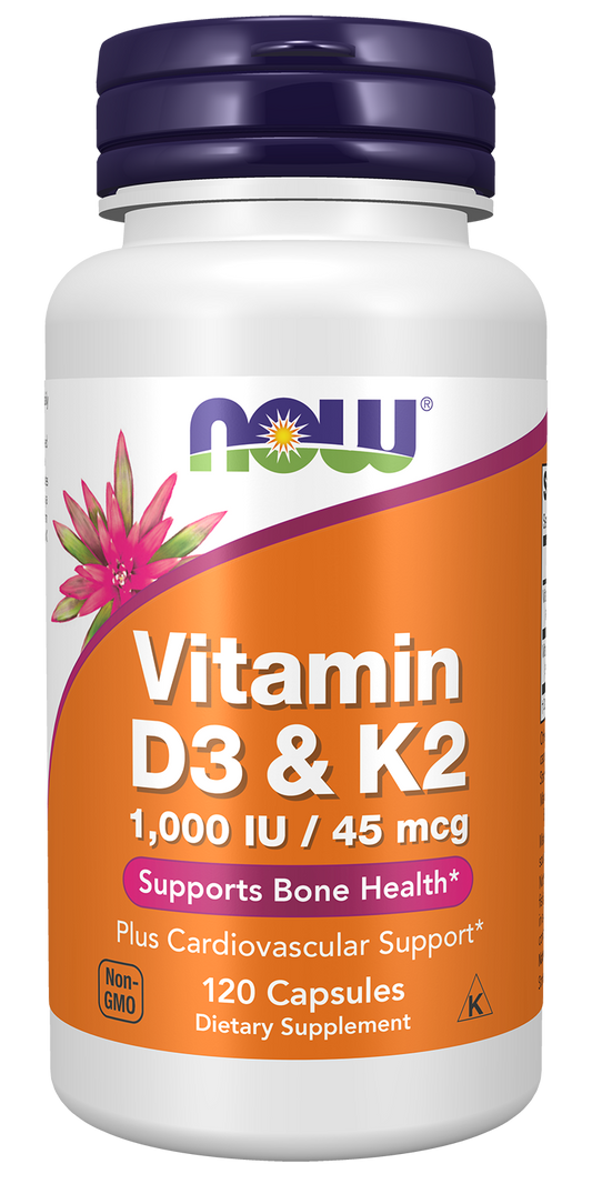 NOW - Vitamin D3 & K2 Capsules - 120 Capsules
