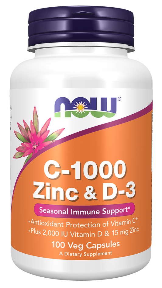 NOW - C-1000 Zinc & D-3 Veg Capsules - 100 Veg Capsules