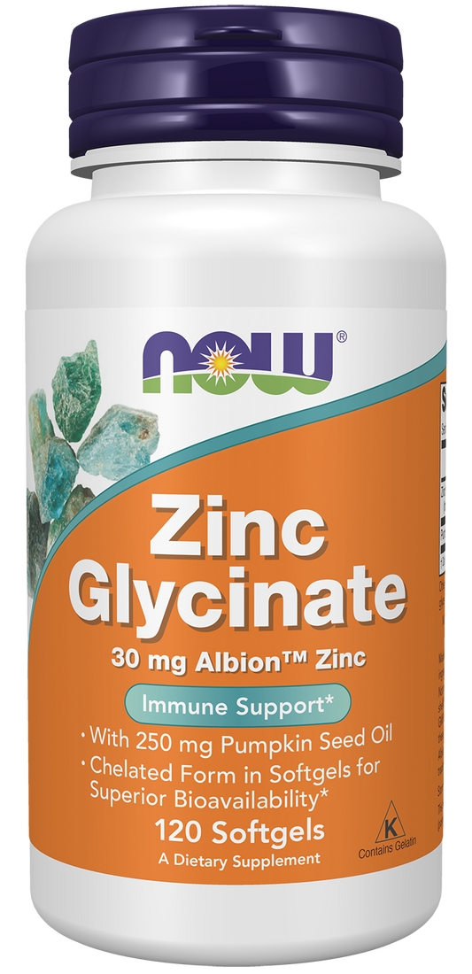 NOW - Zinc Glycinate Softgels - 120 Softgels