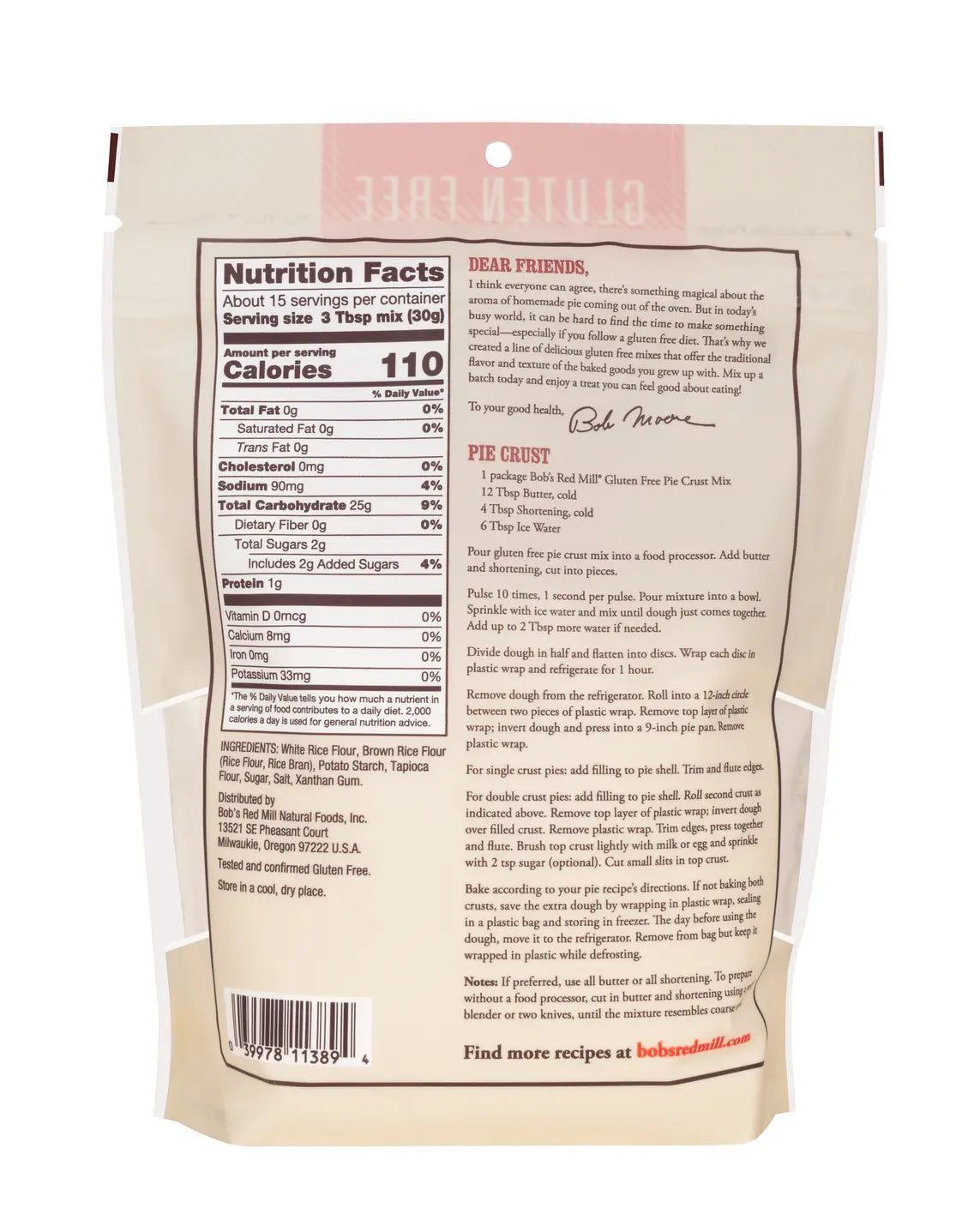 Bob's Red Mill Gluten-Free Pie Crust Mix 454g