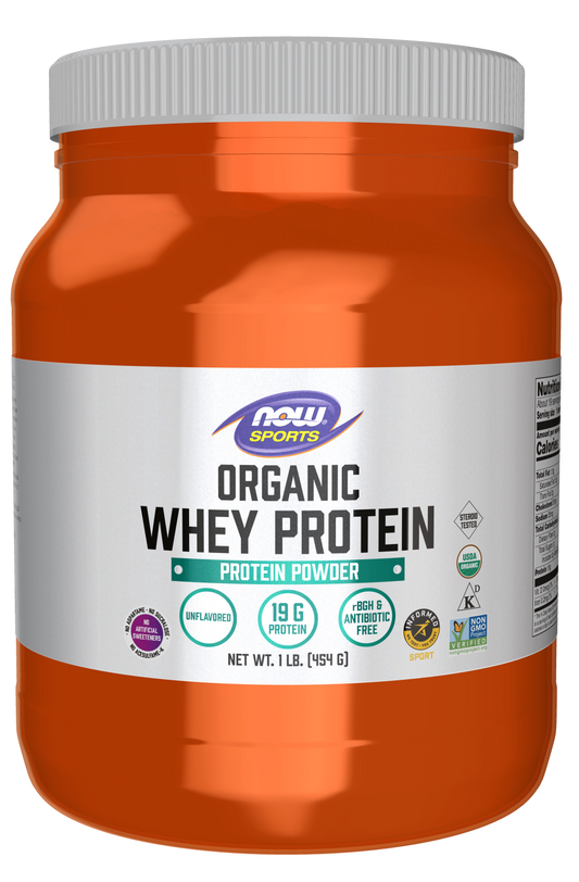 NOW - Whey Protein, Organic Unflavored Powder - 1 lb.
