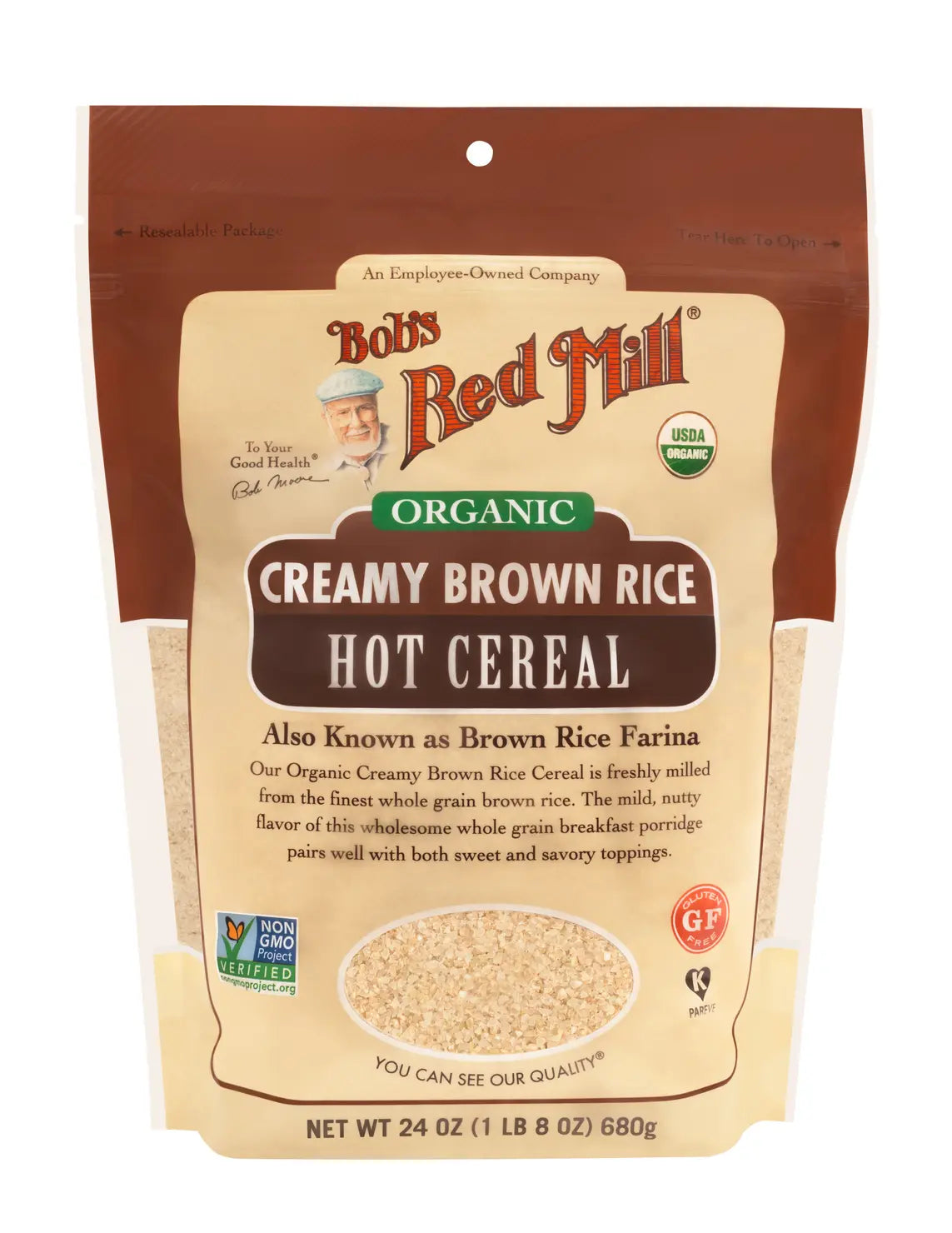 Organic Creamy Brown Rice Hot Cereal Glutenfree 680G Bobs Red Mill