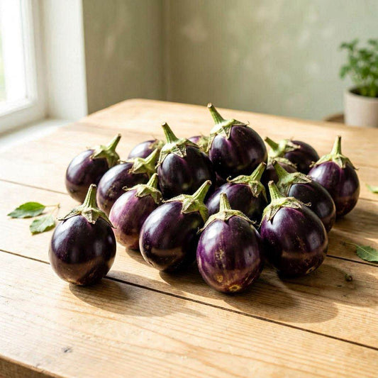 Organic Farms Organic Round Eggplant - باذنجان مدعبل عضوي (Pre-Order)