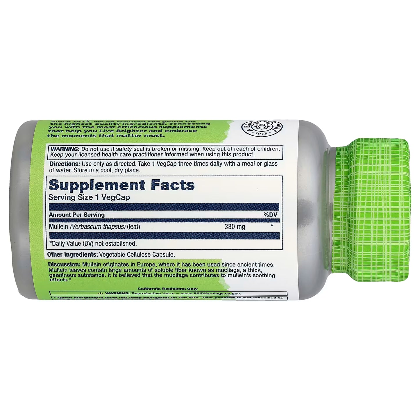 Solaray Mullein Leaf - 330mg, 100 Veg Caps
