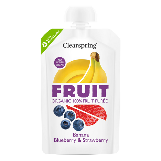 Clearspring Organic FRUIT 100% Fruit Purée - Banana, Blueberry & Strawberry 100g