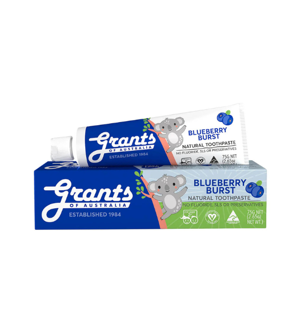 GRANTS BLUEBERRY BURST KIDS NATURAL TOOTHPASTE.