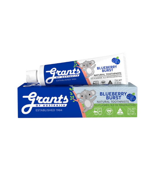 GRANTS BLUEBERRY BURST KIDS NATURAL TOOTHPASTE.