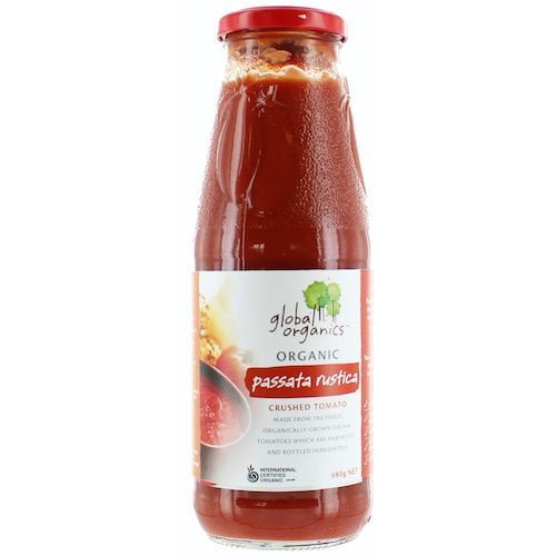 Bulk Buy – 12x Global Organics Tomato Passata (Crushed) Rustica Organic (Glass) 680g