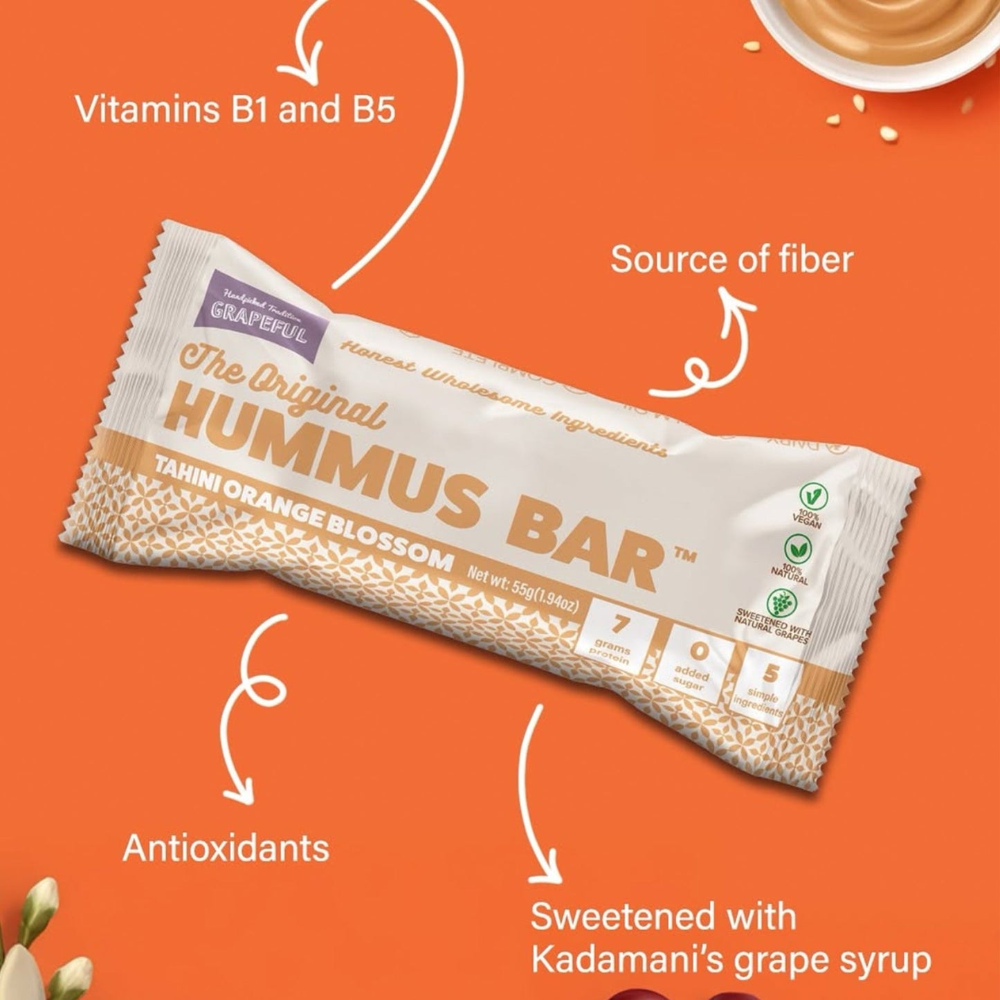 Grapeful Hummus Tahini Orange Blossom