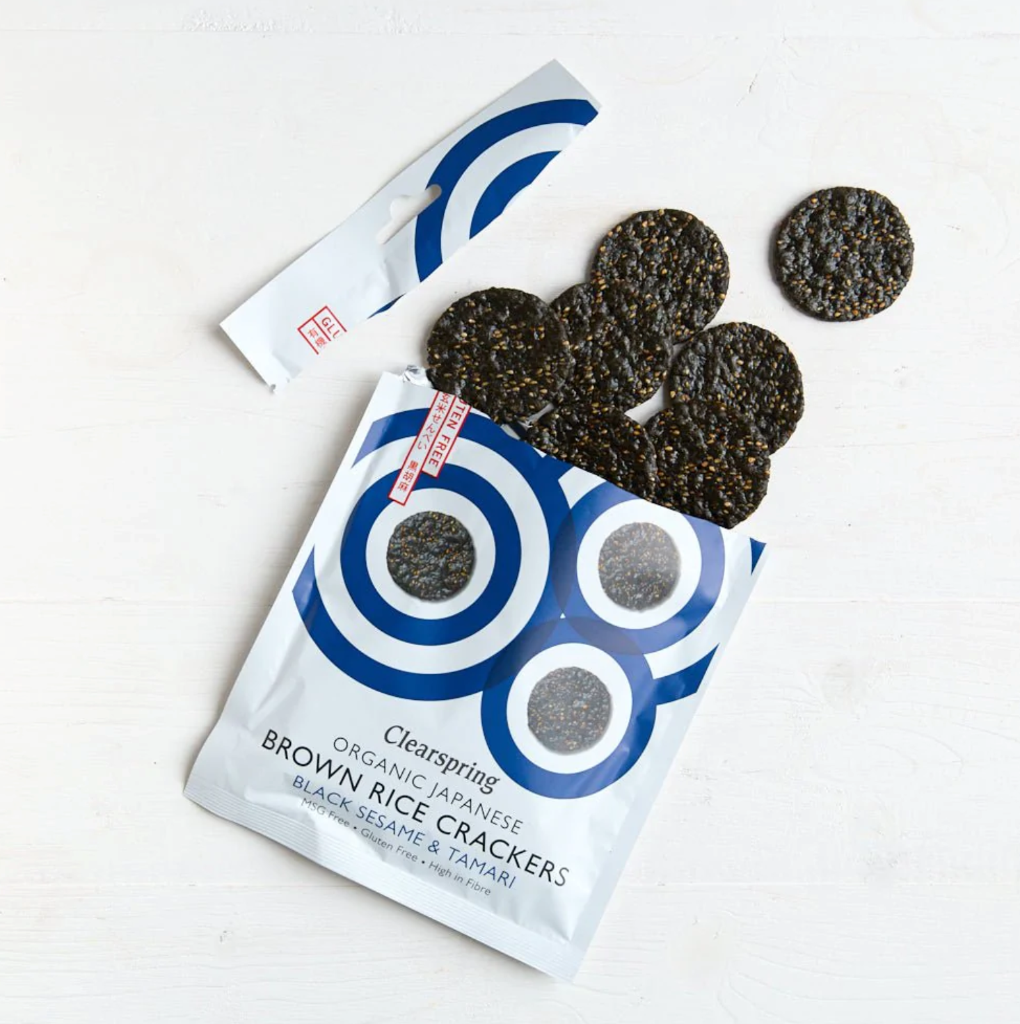 Clearspring Organic Japanese Brown Rice Crackers - Black Sesame & Tamari 40g