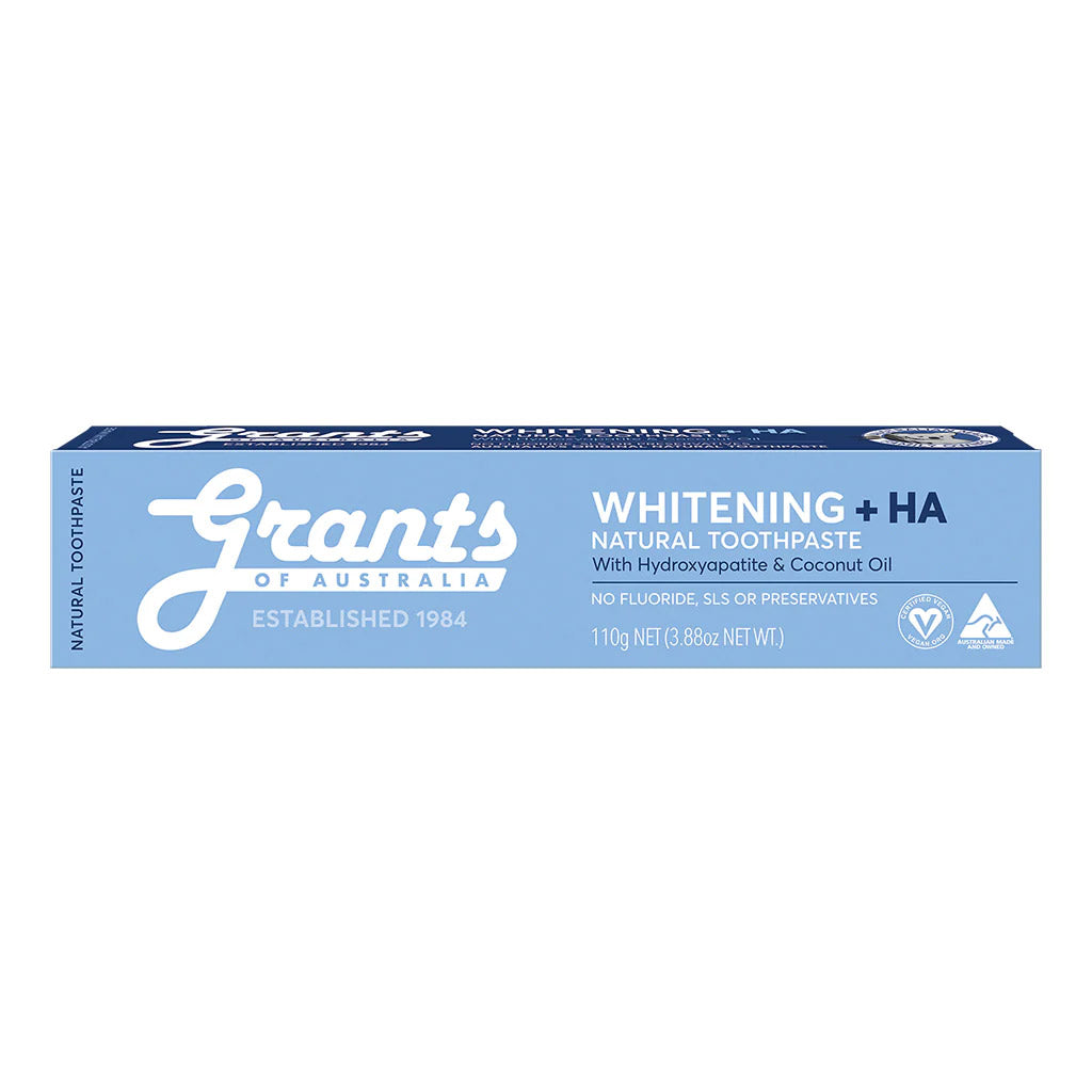 Grants Whitening +HA Natural Toothpaste – Fluoride Free – 110g