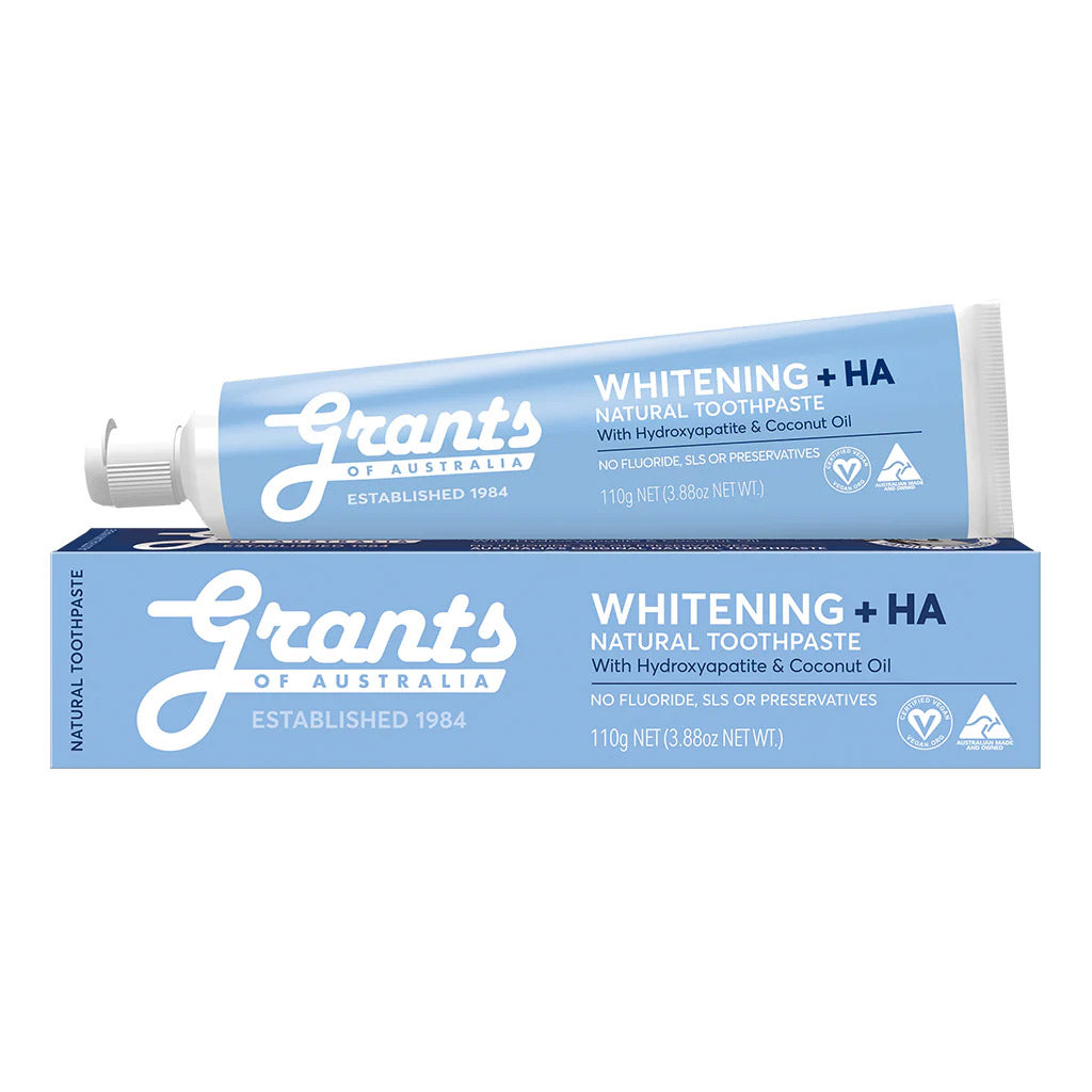 Grants Whitening +HA Natural Toothpaste – Fluoride Free – 110g