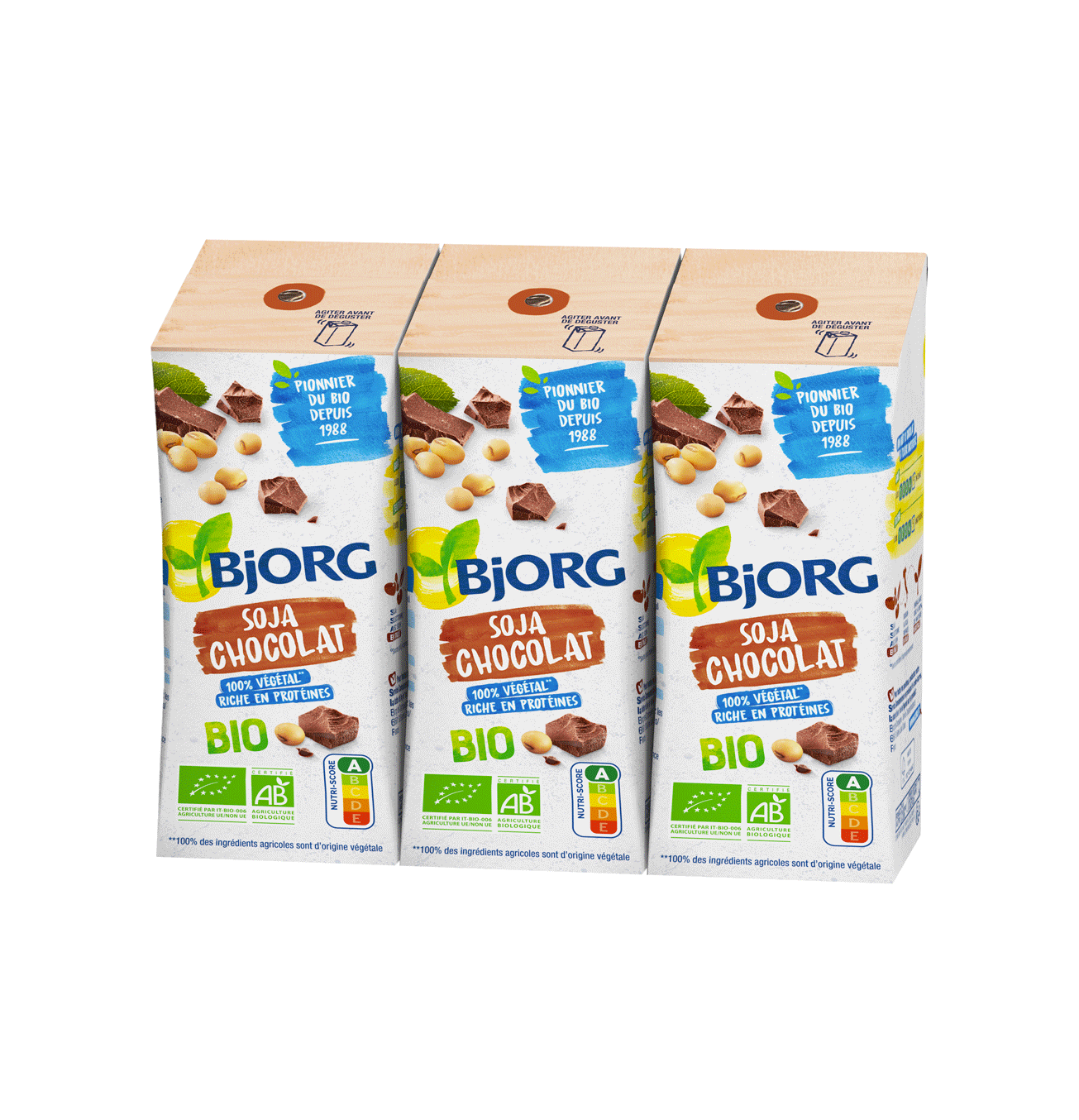 Bjorg - Boisson végétale soja chocolat 3x25cl