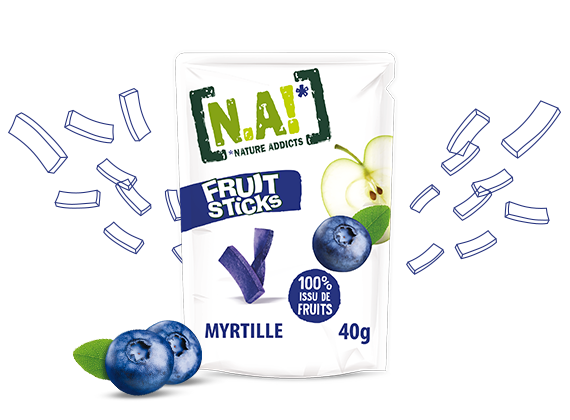 Nature Addicts - Fruit Sticks myrtille, Snack 100% naturel sans sucres ajouts | NA !