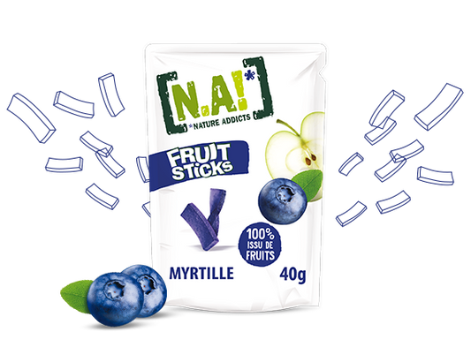 Nature Addicts - Fruit Sticks myrtille, Snack 100% naturel sans sucres ajouts | NA !
