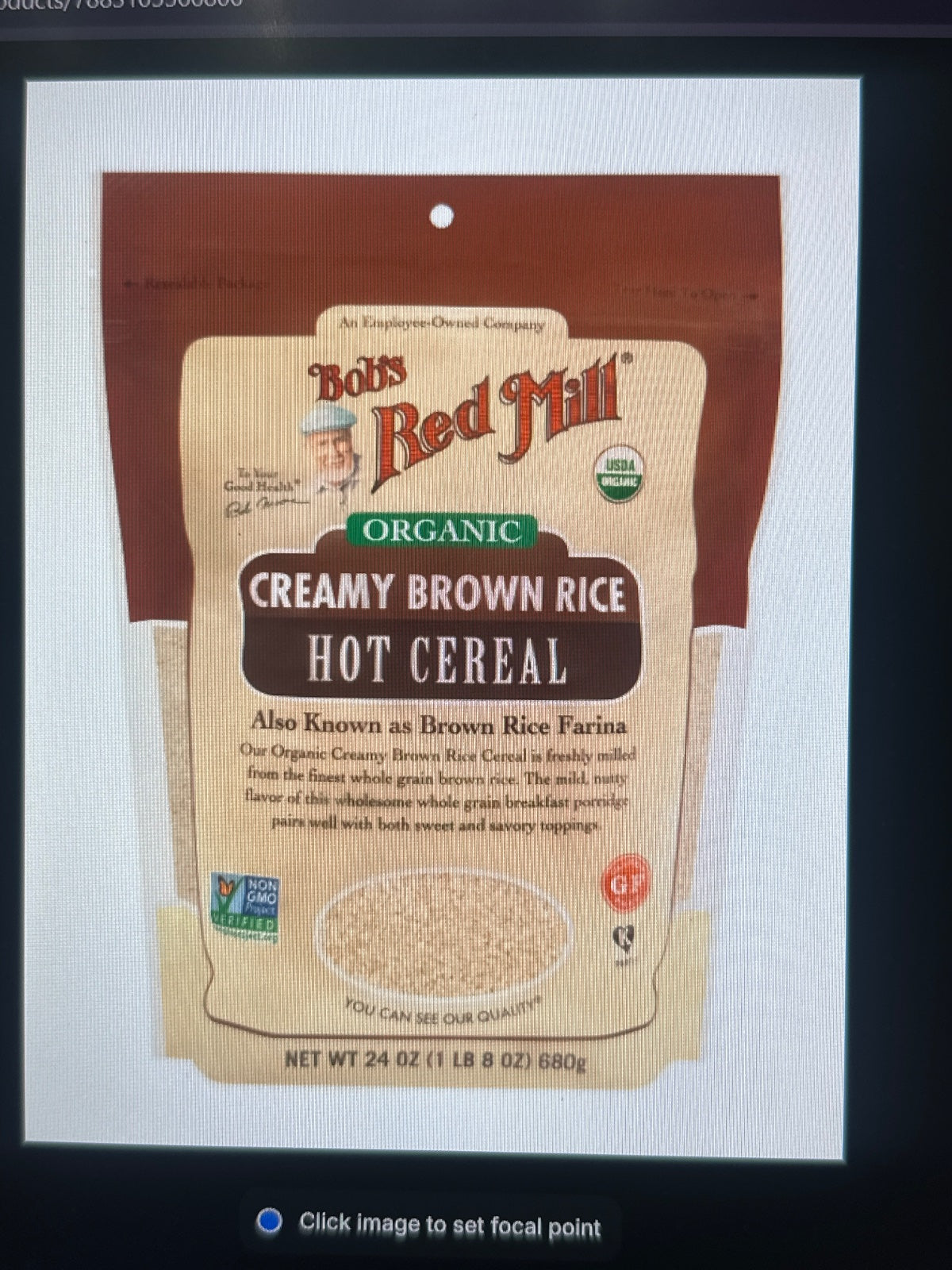 Organic Creamy Brown Rice Hot Cereal NET WT 24 OZ (1 LB 8 OZ) 680g - Front