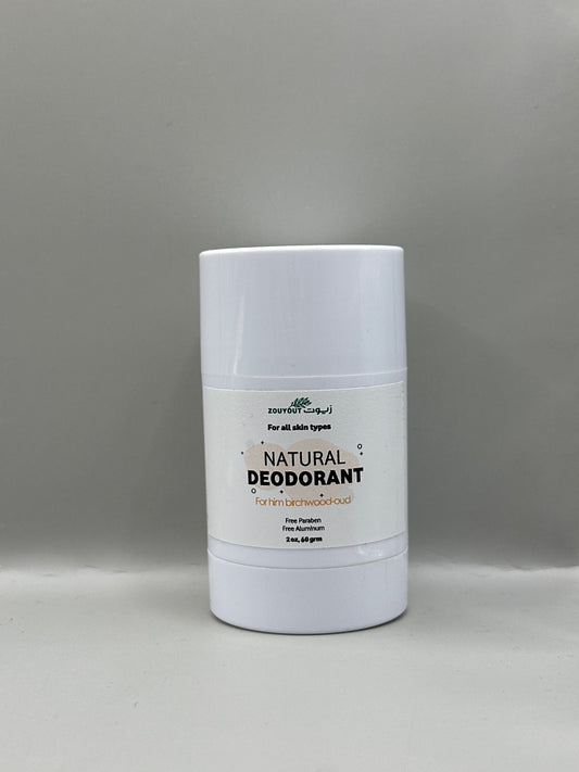 Zouyout Natural Deodorant For Him Birchwood-Oud - Front