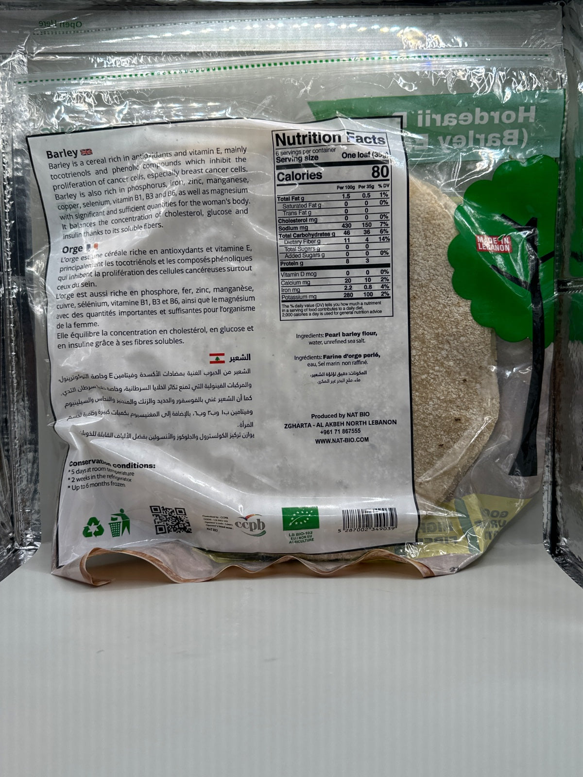 NAT BIO Hordearij Bread (Barley Eaters) - Back